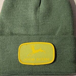 John Deere Patched Knit Cuffed Beanie in Mint Green